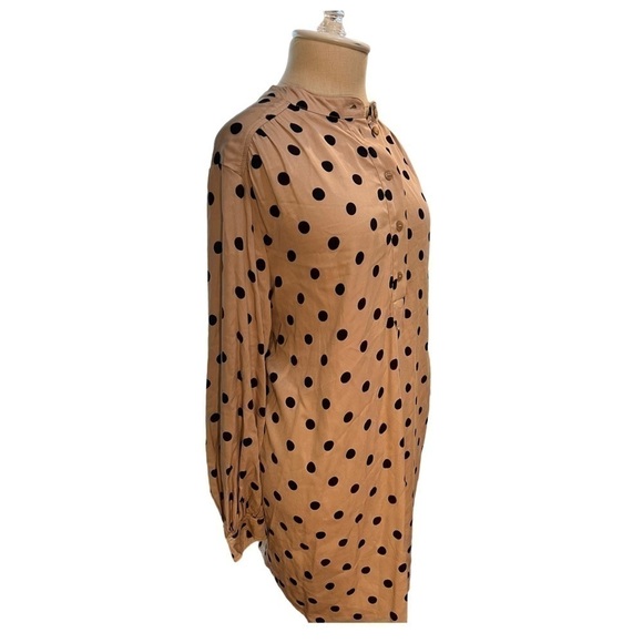 H&m Short Balloon-Sleeved Tunic Dress Beige And Black Dotted Size Medium NWT - Picture 4 of 12